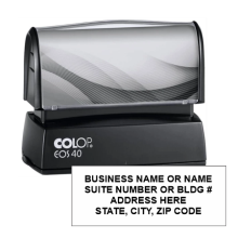 Get your 4 Line Address Stamp from CalStamp! Pre-Inked EOS-40, 2000 Plus HD-40 with a 7/8in x 2-5/16 impression. Perfect for quick, clear addresses. Order now!