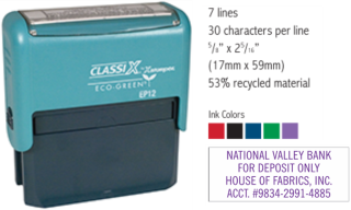 EP12 - ClassiX ECO Self-Inking Message Stamp
5/8" x 2-5/16"