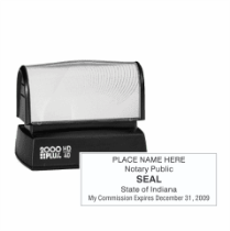 Get your customized IN Notary Colop Pre-Inked Stamp at CalStamp. High-quality, rectangular notary stamp personalized with your info. Order now for fast delivery!
