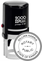 Get a high-quality, customized KS Notary Self-Ink Round Stamp (1 5/8"). Personalize with your notary info. Order now for a professional touch!