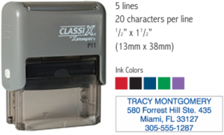 P11 - Self-Inking Message Stamp
1/2" x 1-1/2"