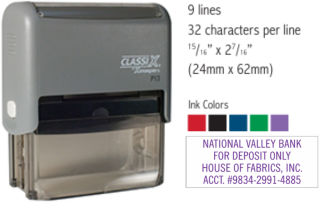 P13 - Self-Inking Message Stamp
1" x 2-1/2"