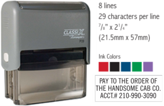 P09 - Self-Inking Message Stamp
7/8" x 2-1/4"