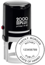 Get a high-quality, customized HI Notary Self-Ink Round Stamp (1 5/8"). Personalize your notary seal now at CalStamp! Order today for professional results.