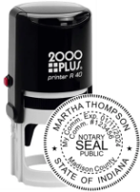 Get a high-quality, customized IN Notary Self-Ink Round Stamp (1 5/8"). Personalize your notary seal now at CalStamp! Order today for professional results.