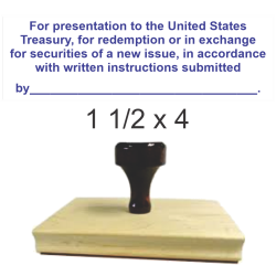 Secure your U.S. Treasury securities with our Wood Handle Restrictive Endorsement Stamp. Blue ink pad sold separately. Order now from CalStamp!