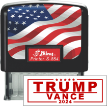 Get your all of your 2024 Trump rubber stamps at CalStamp. Red, blue and green. High-quality, Order now for fast delivery!