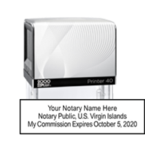 Get the VI Notary Printer 40 - Layout 2 Rectangular Notary Stamp, customized with your notary info. Order now from CalStamp for a quality, personalized notary tool!