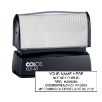Get your customized VA Notary Colop Pre-Inked Stamp from CalStamp. High-quality, rectangular notary stamp personalized with your info. Order now!